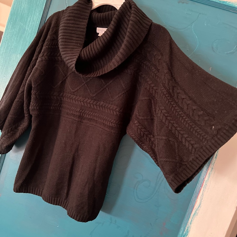 SMITH Black Cable Knit Cowl Neck Sweater